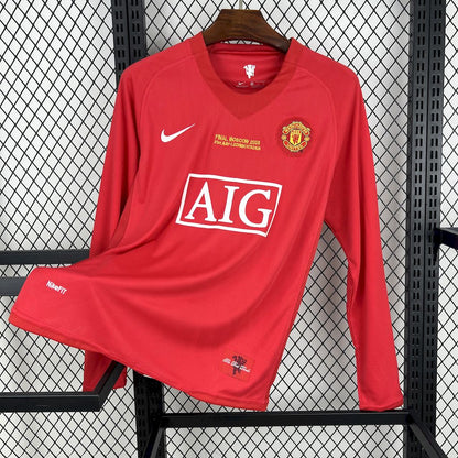 Manchester United Langarm-Trikot Retro 2007/08 Heim UCL