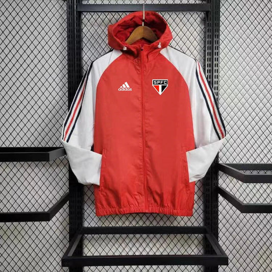 Windjacke São Paulo 24/25 – Weiß und Rot